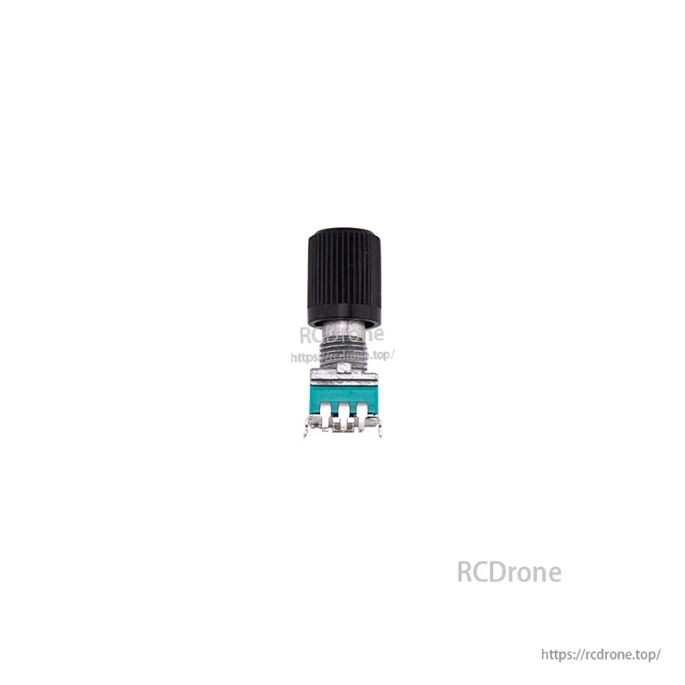 GX12 controller replacement potentiometer on white background, showing threaded shaft, knob, and RCDRone watermark