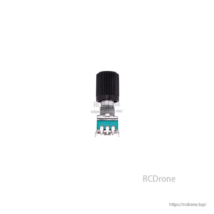 GX12 controller replacement potentiometer on white background, showing threaded shaft, knob, and RCDRone watermark