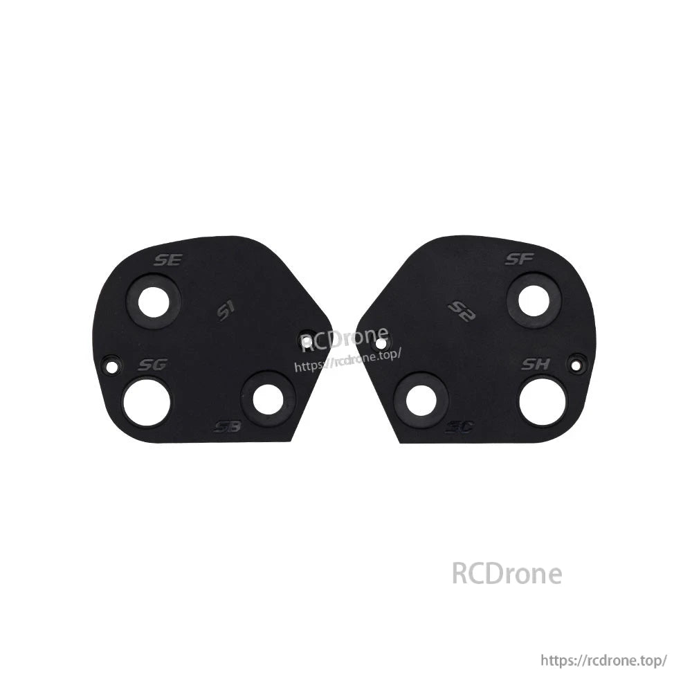 RadioMaster GX12 radio shoulder plates, pair of black plates with labeled switch cutouts (2pcs)
