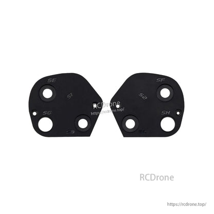RadioMaster GX12 radio shoulder plates, pair of black plates with labeled switch cutouts (2pcs)
