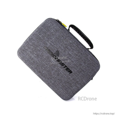 Angled top view of RadioMaster Large Fabric Carry Case showing textured fabric exterior and handle