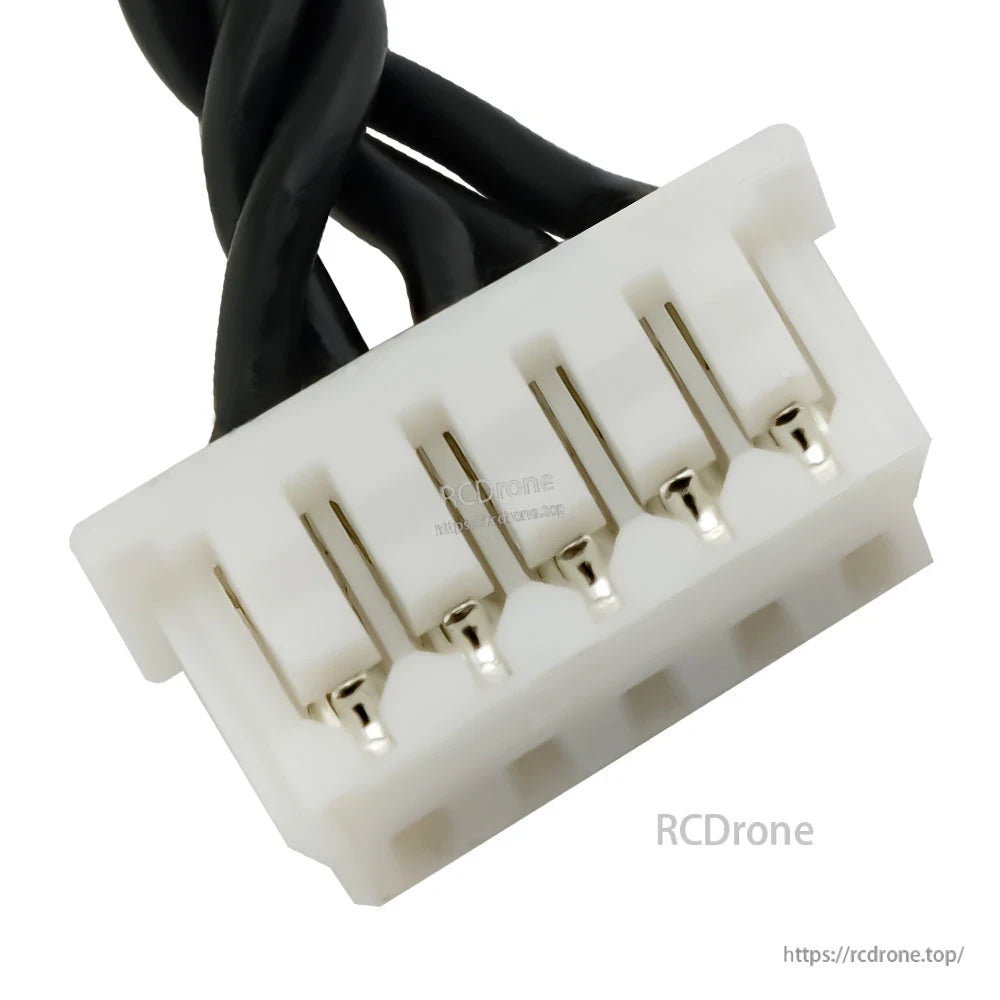 White multi-pin plug connector close-up on gyro control module cable