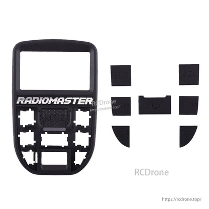 RadioMaster MT12 surface radio menu panel bezel with separate rubber SYS, MDL and power button set