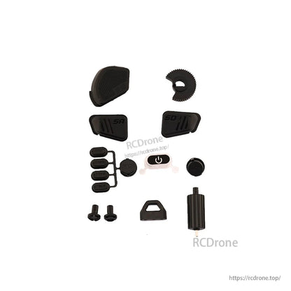 RadioMaster Pocket Button Set for Pocket radio controller, replacement button and knob parts laid out