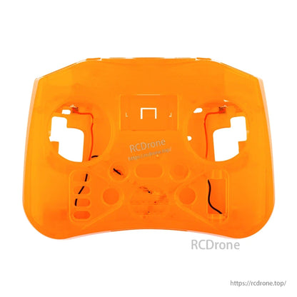Translucent orange RadioMaster Pocket front case shell replacement, showing internal standoff points