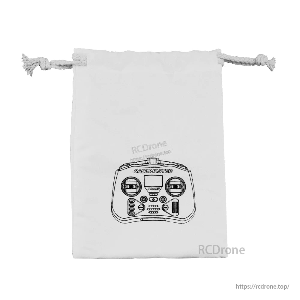 RadioMaster Pocket Storage Bag drawstring pouch, white with controller outline print