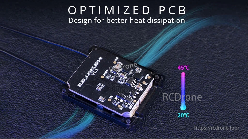 RP3-H receiver PCB exposed, highlighting optimized PCB layout for better heat dissipation during operation