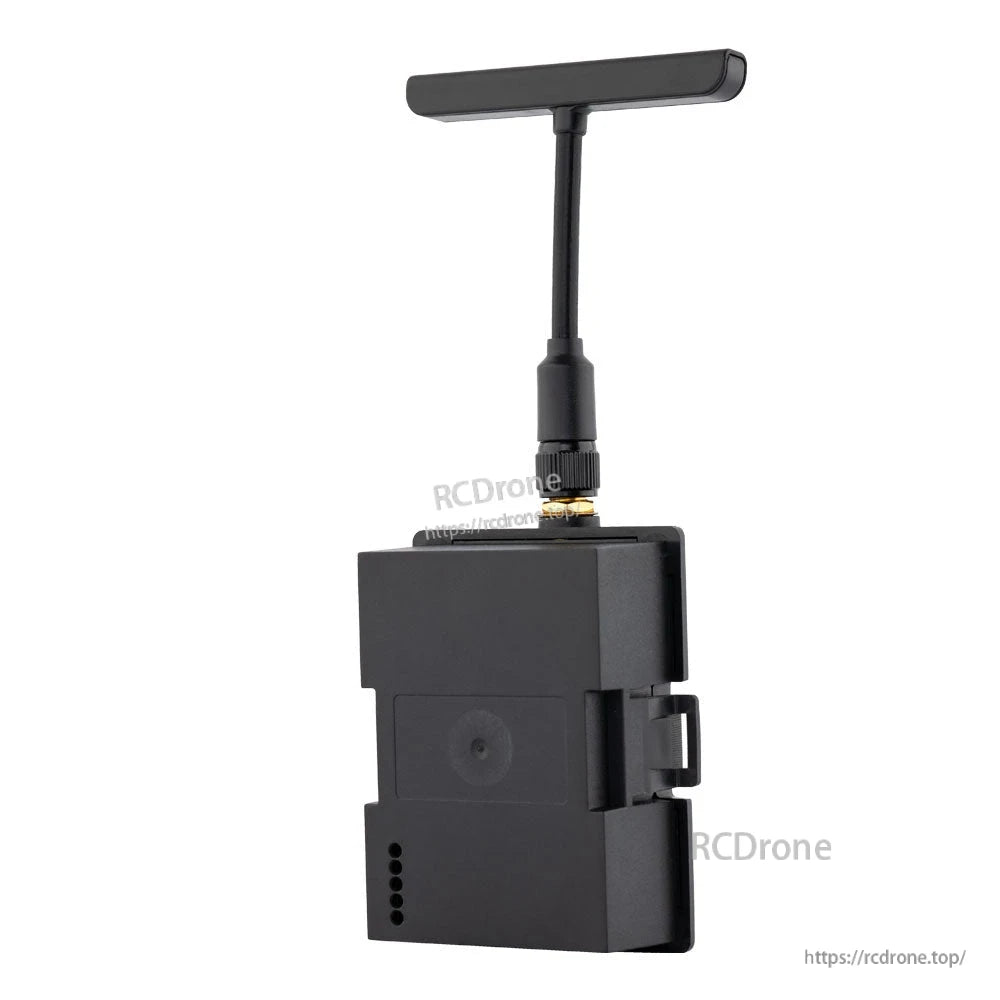 Side profile of Ranger Micro JR Micro bay transmitter module with mounted T-style antenna