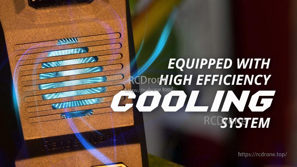 Close-up of the Ranger Nano cooling grille, highlighting the built-in high-efficiency cooling system for sustained output