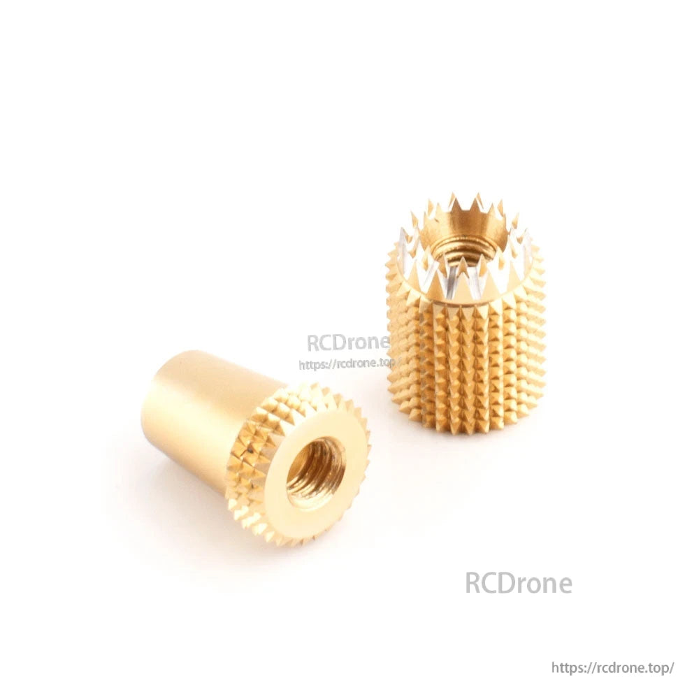 Gold anodized knurled gimbal stick ends, two-piece set with threaded center
