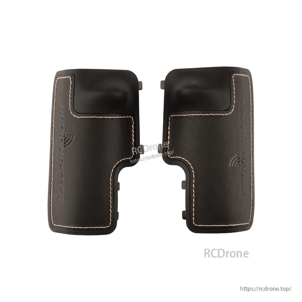 RadioMaster TX15 leather grips pair with beige stitching detail on both sides