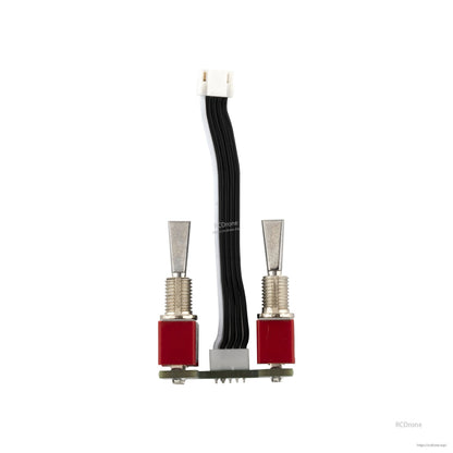 RadioMaster TX15/TX15 MAX replacement switch assembly with dual toggle switches on PCB and ribbon cable