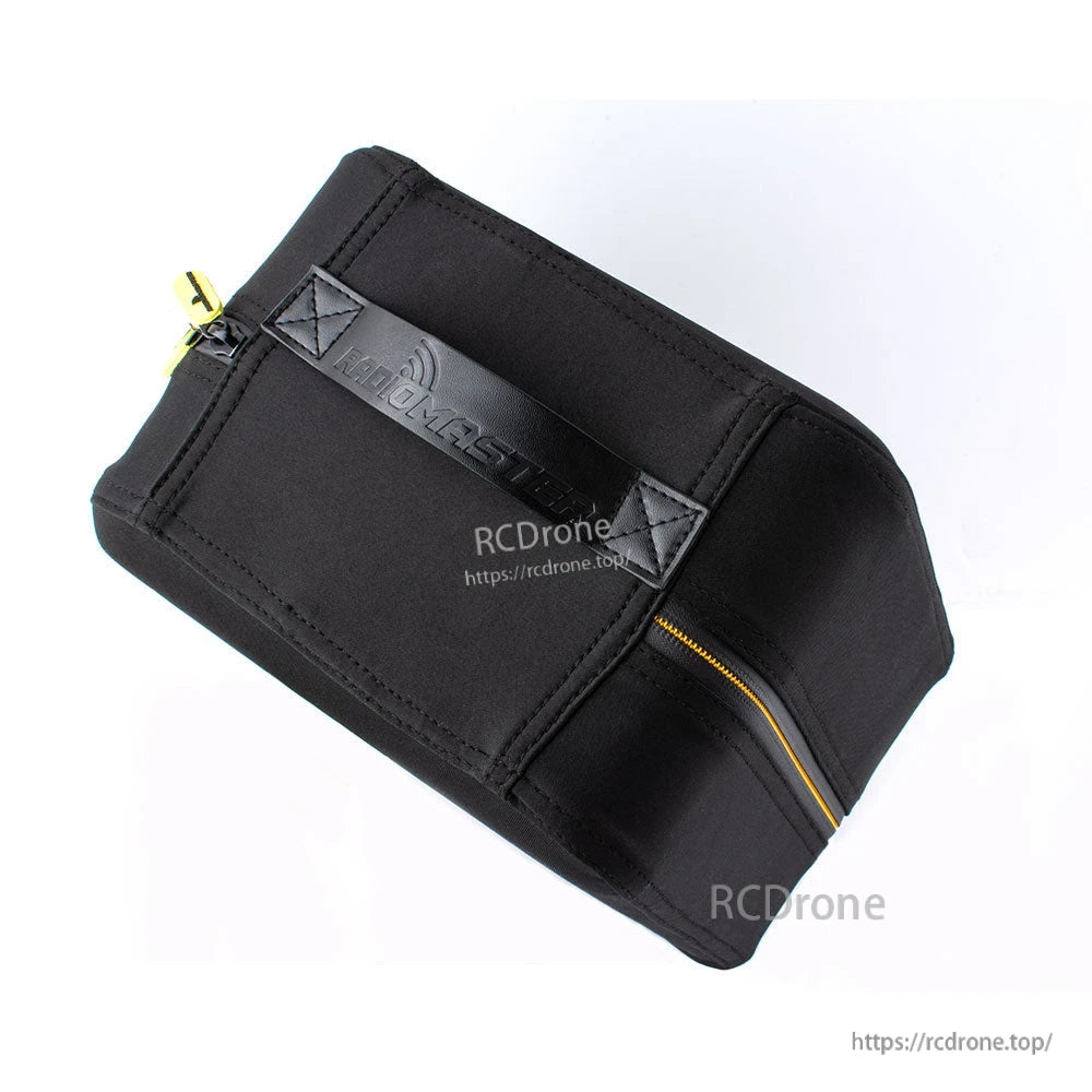 Top view of carrying case showing stitched handle straps and reinforced panels