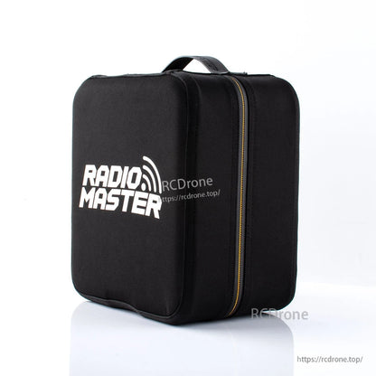 Side view showing zipper track on RadioMaster carrying case cover with padded foam box shape
