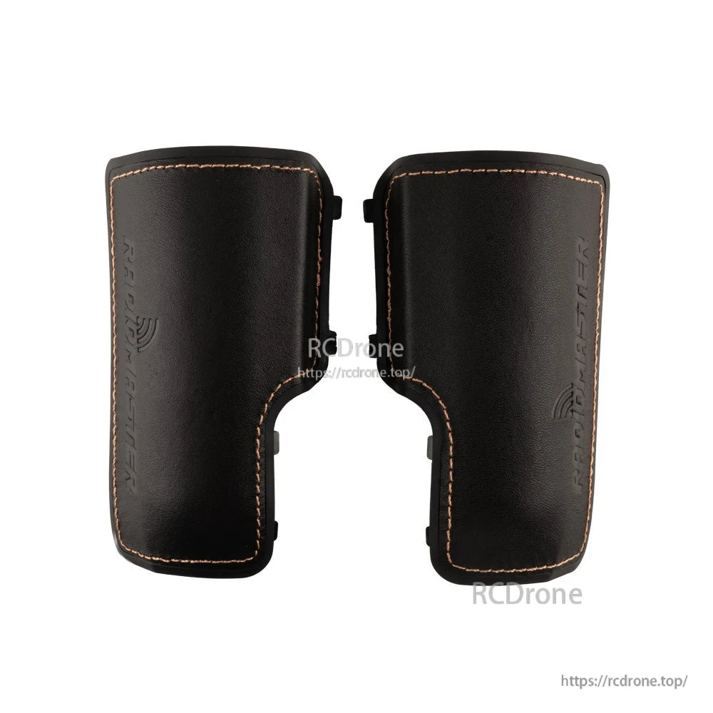 RadioMaster TX16S MK3 leather side grip replacement panels with tan stitching, left and right pair