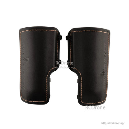 RadioMaster TX16S MK3 leather side grip replacement panels with tan stitching, left and right pair