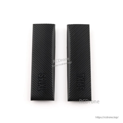 RadioMaster TX16S MKII side grips set in black, pair of textured grip panels with TX16S embossing