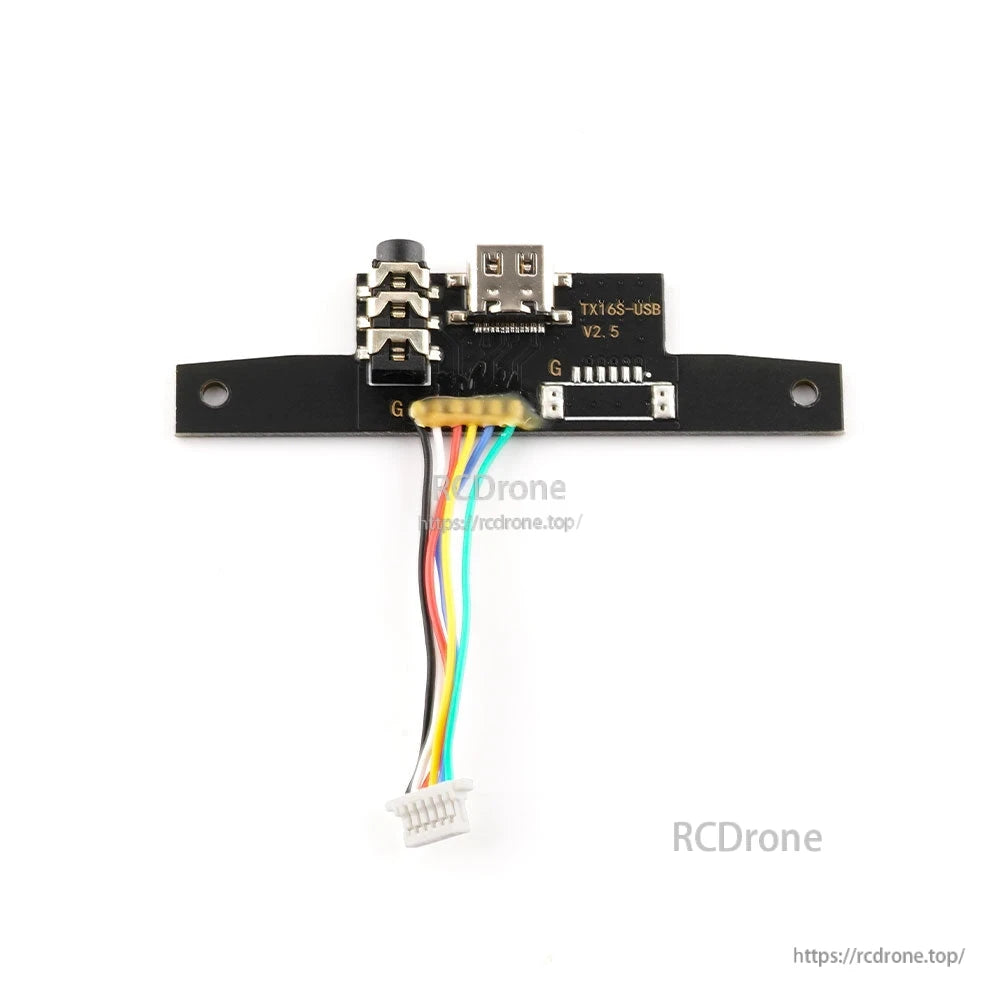 RadioMaster TX16S MKII USB Trainer SD PCB board with micro USB port, trainer jack and wiring harness connector