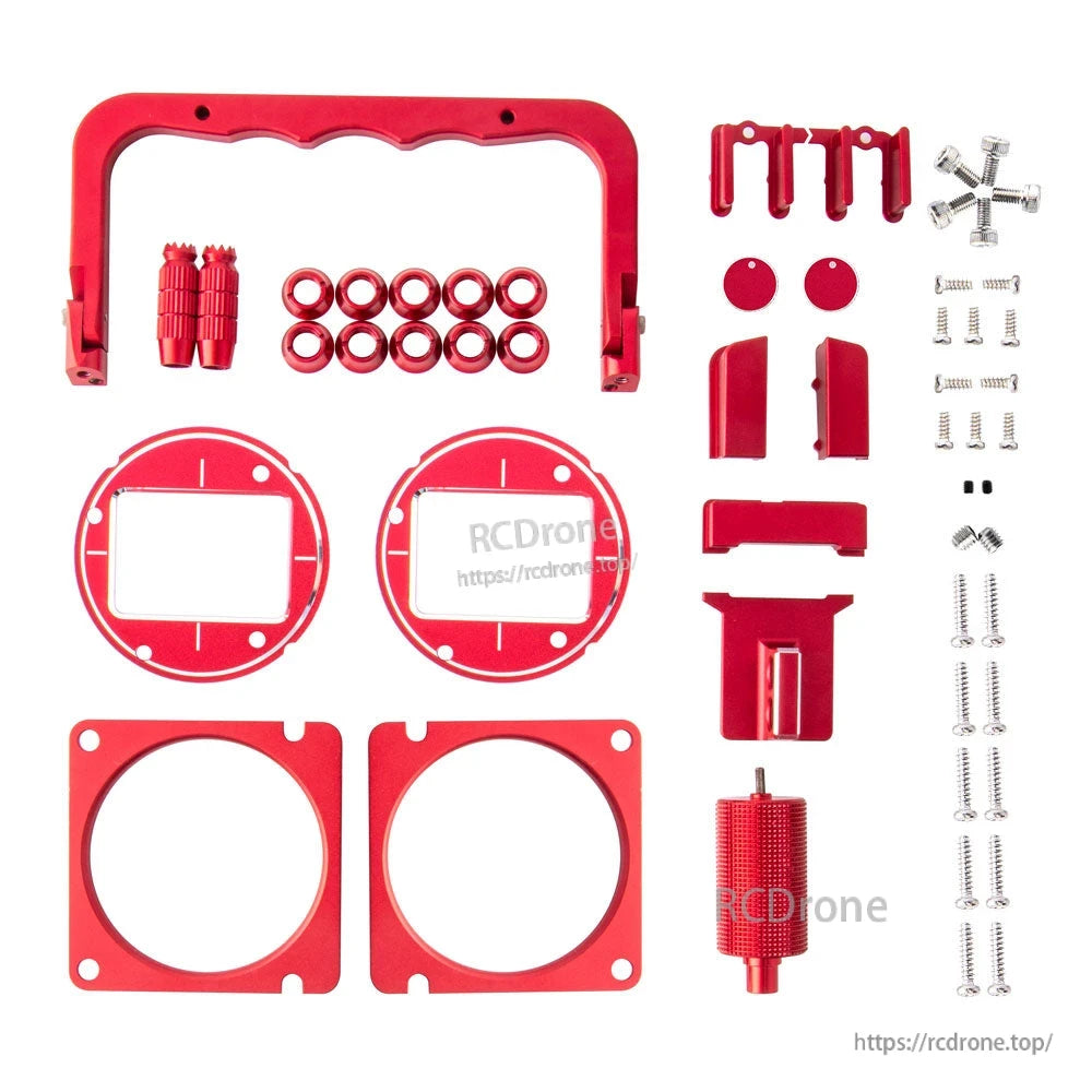 Red CNC upgrade parts set for TX16S Mark II V4 radio transmitter, aluminum plates, handle bracket and screws