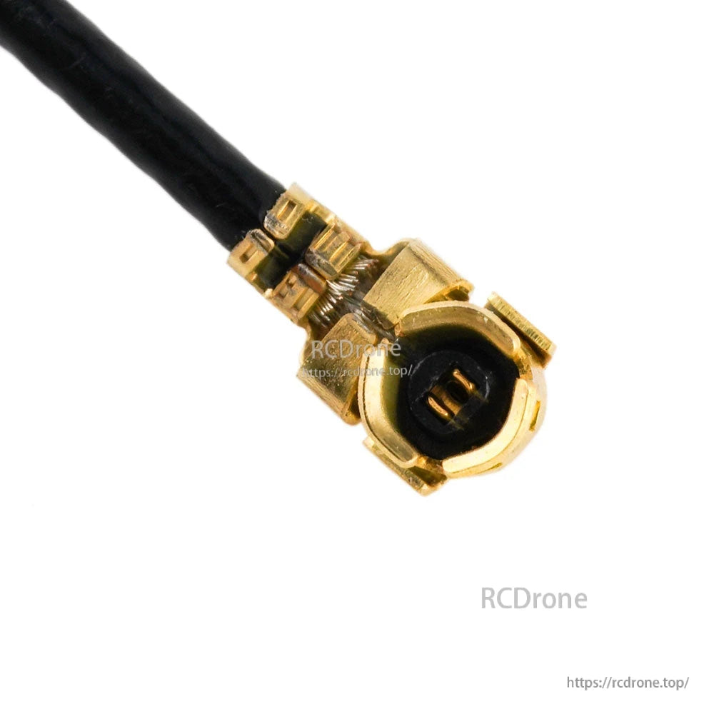 UFL connector end view showing inner contact and surrounding metal collar