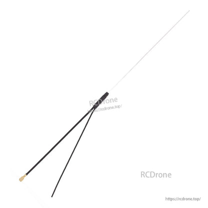 Y-style UFL antenna with long white radiator, black coax leads, and small gold UFL connector