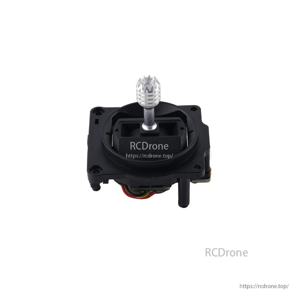 Top view of X5 Hall sensor gimbal module with control stick installed and mounting holes visible