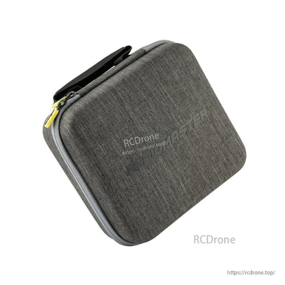 Angled view of gray RadioMaster Zorro transmitter case with zipper and carry handle