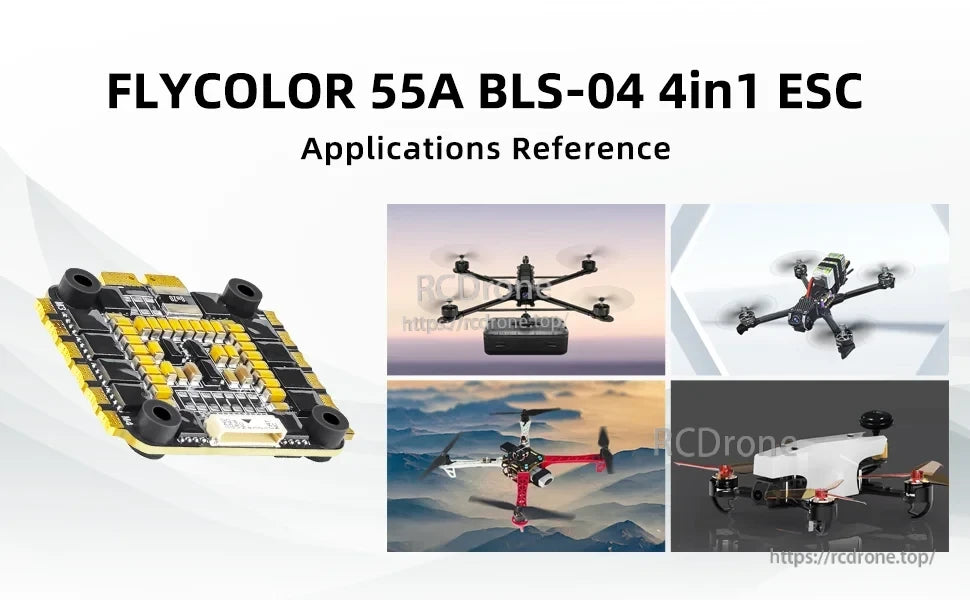 Radiolink F7 F722 8CH Flight Controller, FLYCOLOR 55A BLS-04 4in1 ESC Applications Reference