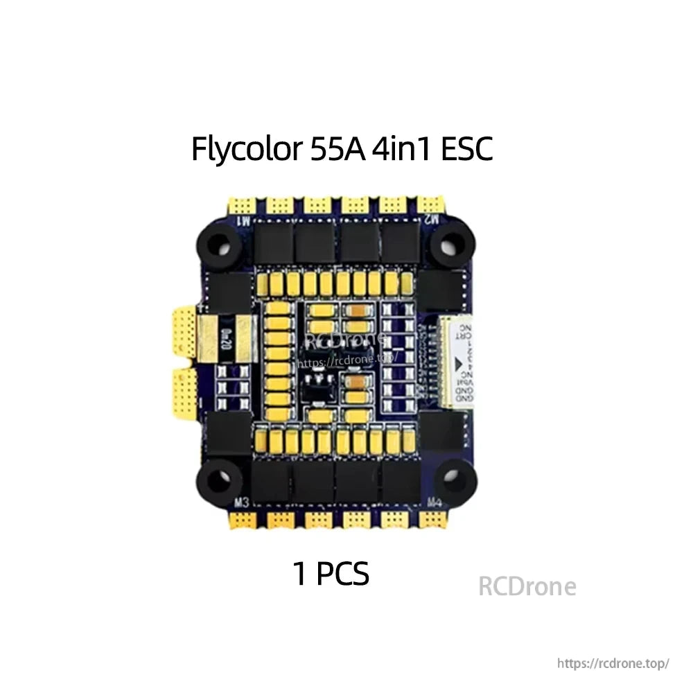Radiolink F7 F722 8CH Flight Controller, Flycolor 55A 4-in-1 ESC supports 3–6S, features SBUS/CRSF, compact 30.5x30.5mm design, ideal for drone builds.