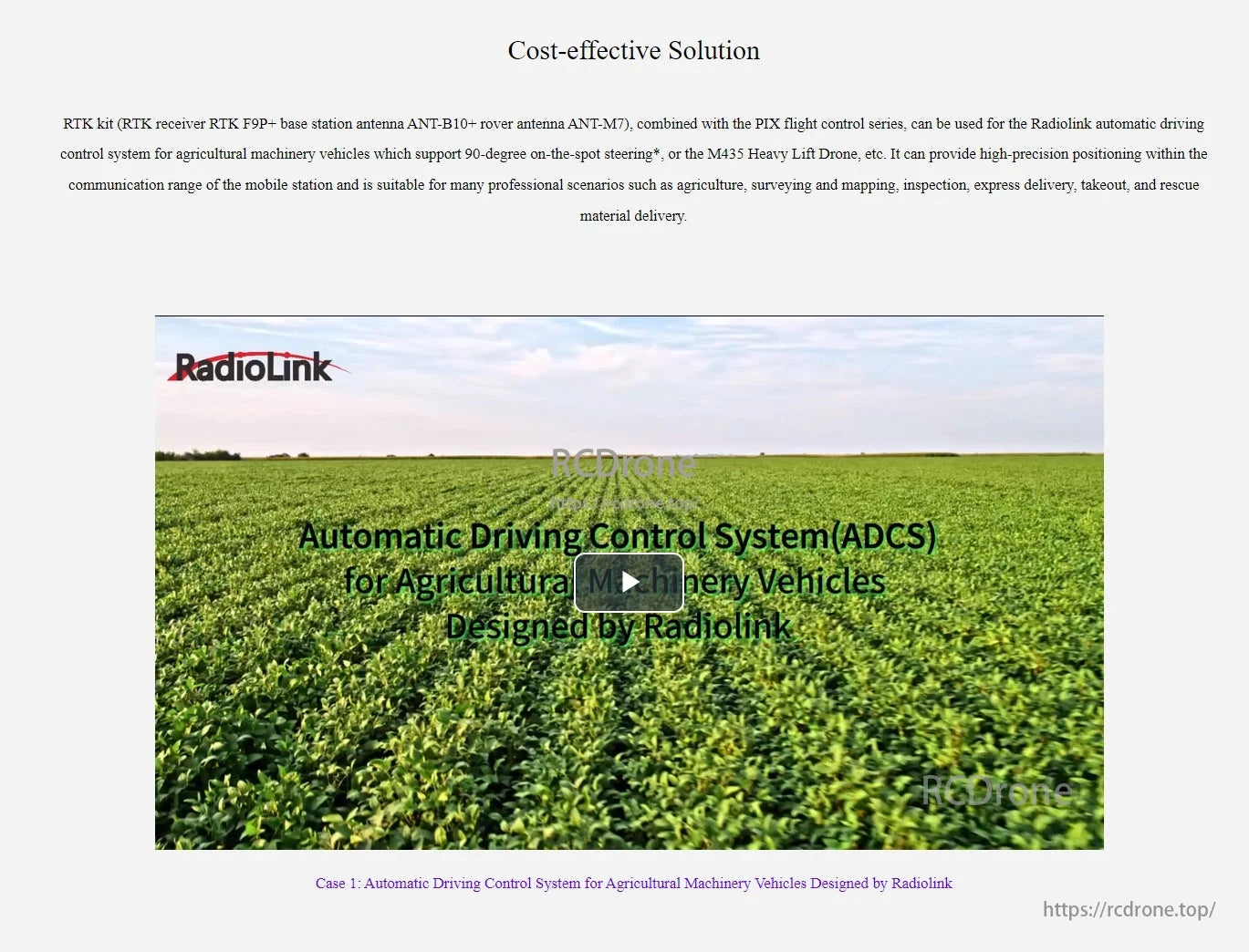 Radiolink RTK F9P Centimeter-Level GPS, Affordable Radiolink RTK kit enables precise positioning in agriculture, surveying, and drones, supporting 90-degree steering and high-precision control within mobile station range.