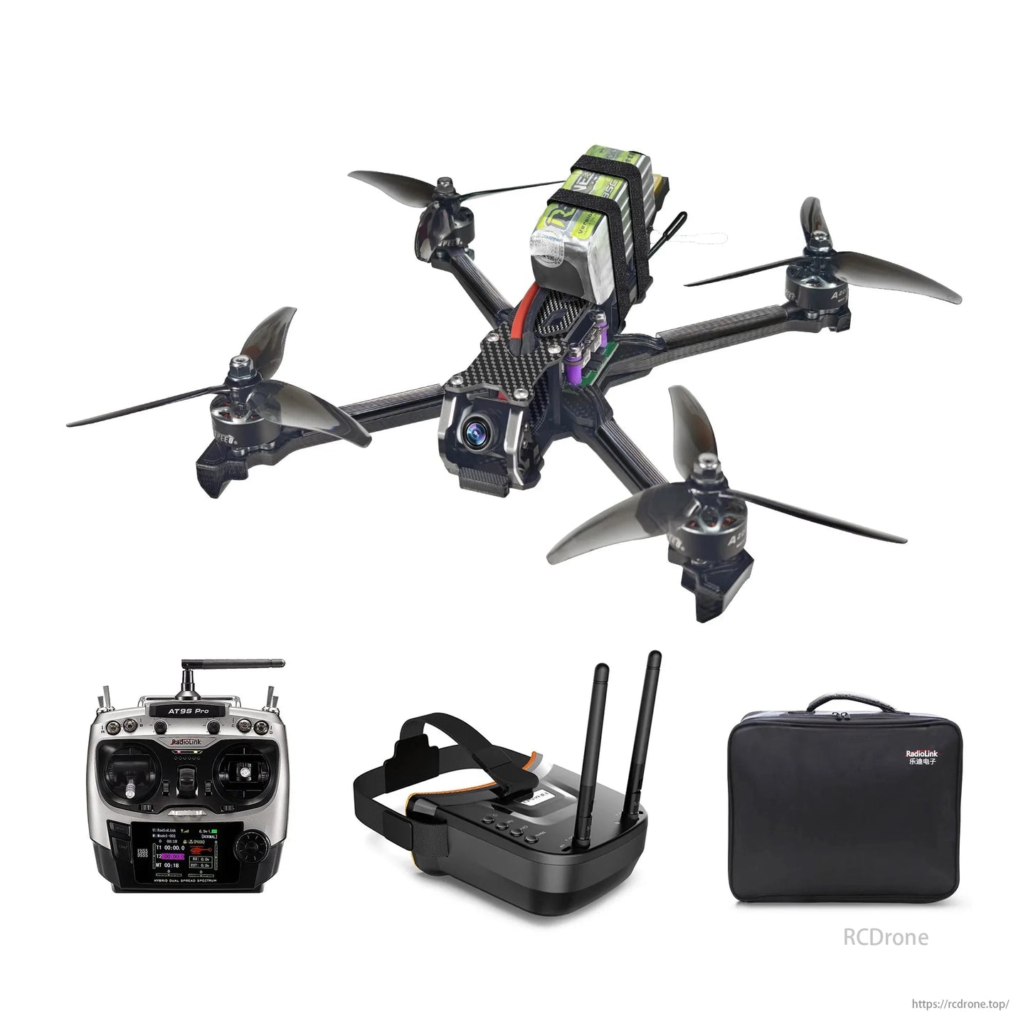 Radiolink Wolf QAV250 GPS FPV, The Radiolink Wolf QAV250 is a high-speed GPS FPV racing drone with advanced features, remote control, goggles, and case for an immersive aerial racing experience.