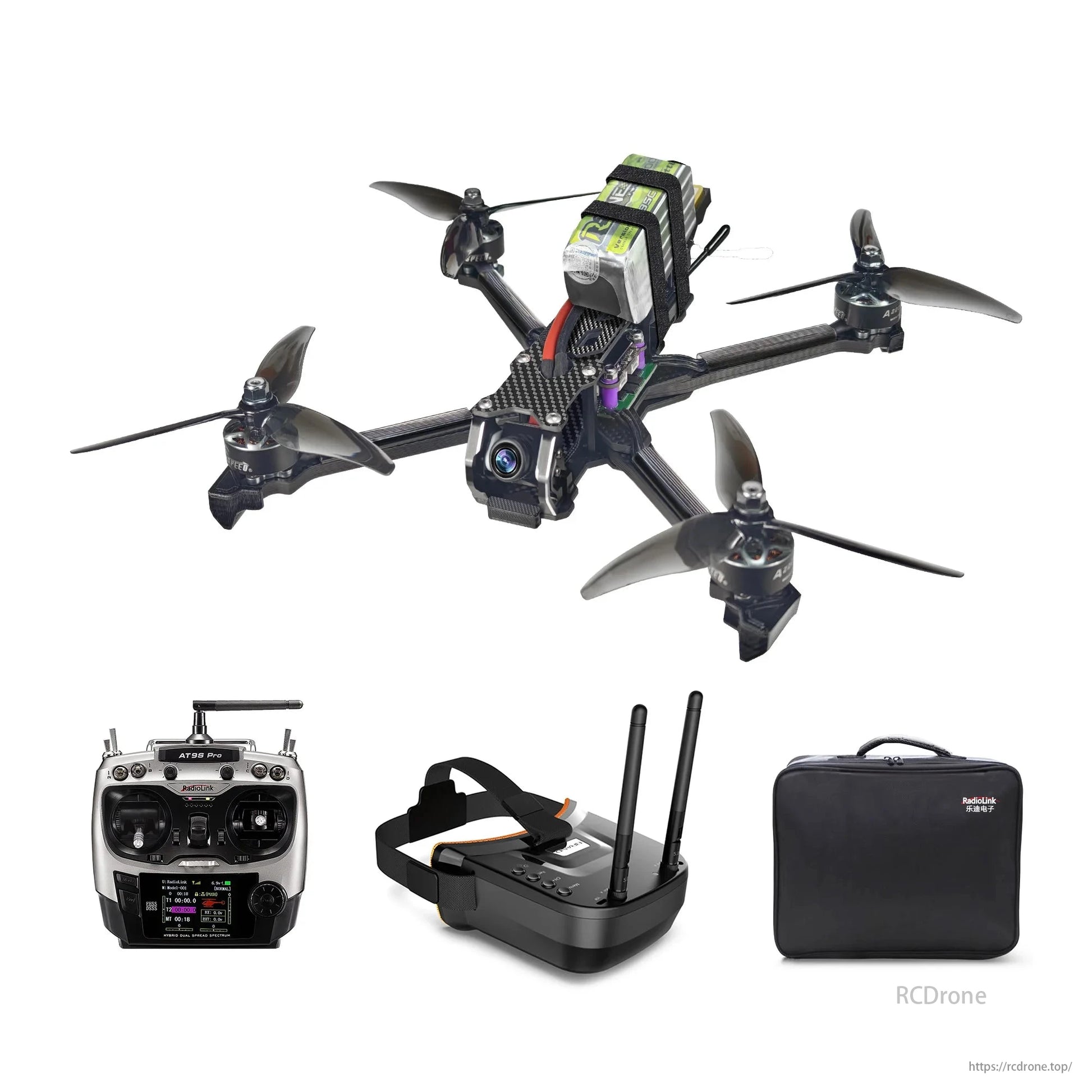 Radiolink Wolf QAV250 GPS FPV, The Radiolink Wolf QAV250 is a high-speed GPS FPV racing drone with advanced features, remote control, goggles, and case for an immersive aerial racing experience.