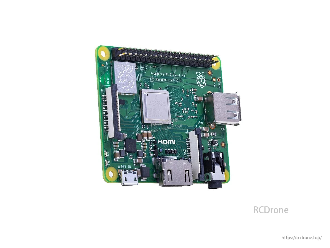 Raspberry Pi 3 Model A+: 1.4GHz quad-core, 512MB RAM, dual-band Wi-Fi, Bluetooth 4.2/BLE, compact single-board computer for DIY projects and IoT applications.