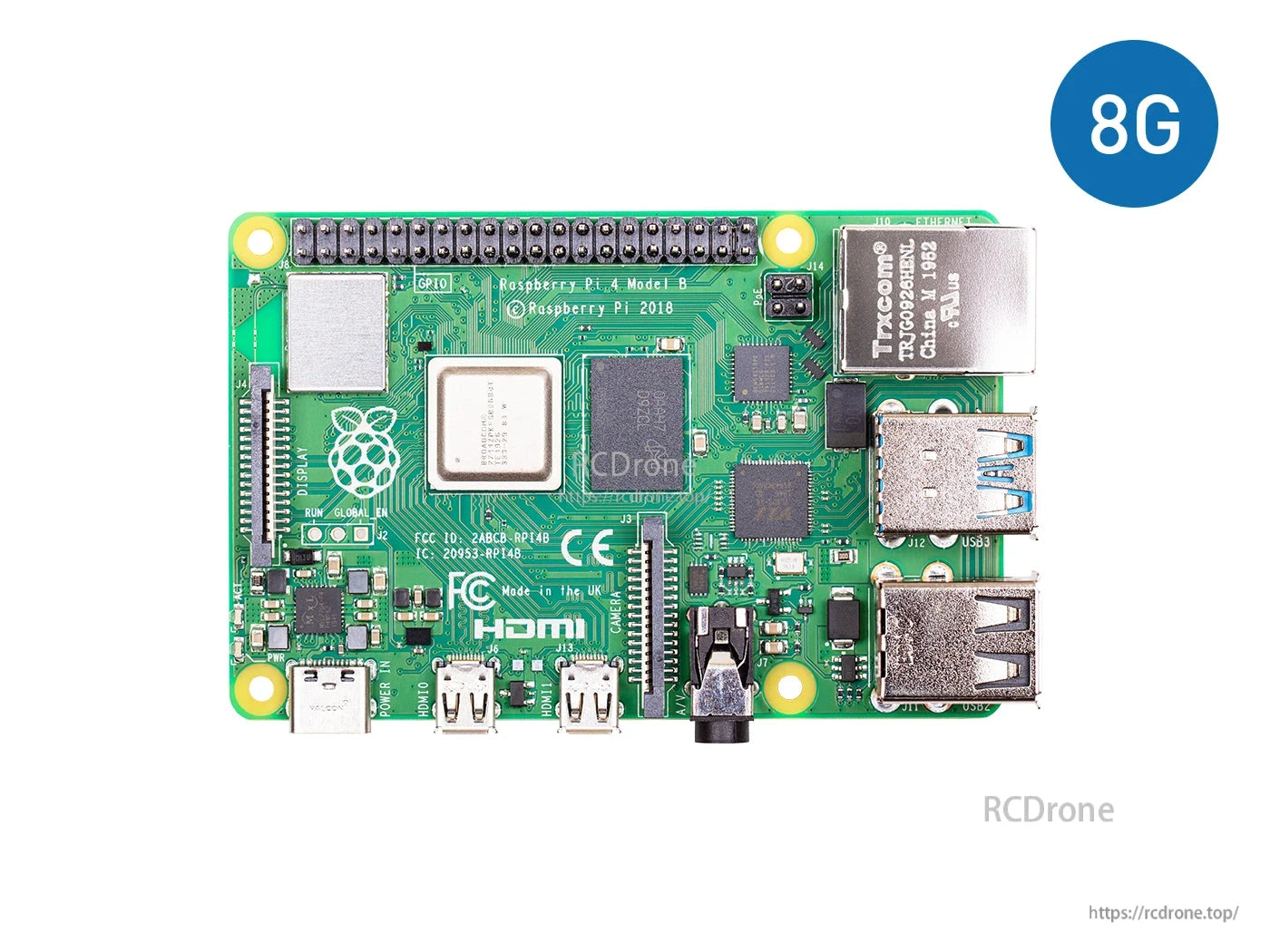 Raspberry Pi 4 Computer 8GB – Quad‑Core Cortex‑A72 1.5GHz, Dual 4K Micro HDMI, Wi‑Fi 802.11ac, BT 5.0, Gigabit LAN