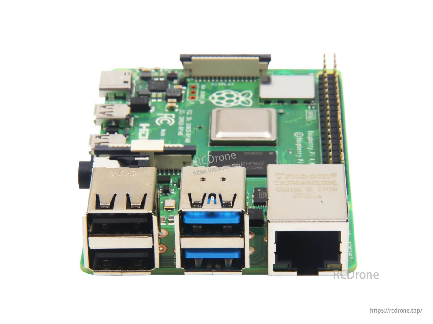 Raspberry Pi 4 Model B features 2GB RAM, 1.5GHz quad-core processor, dual 4K HDMI, Wi-Fi AC, Bluetooth 5.0, USB 3.0, and Gigabit Ethernet.