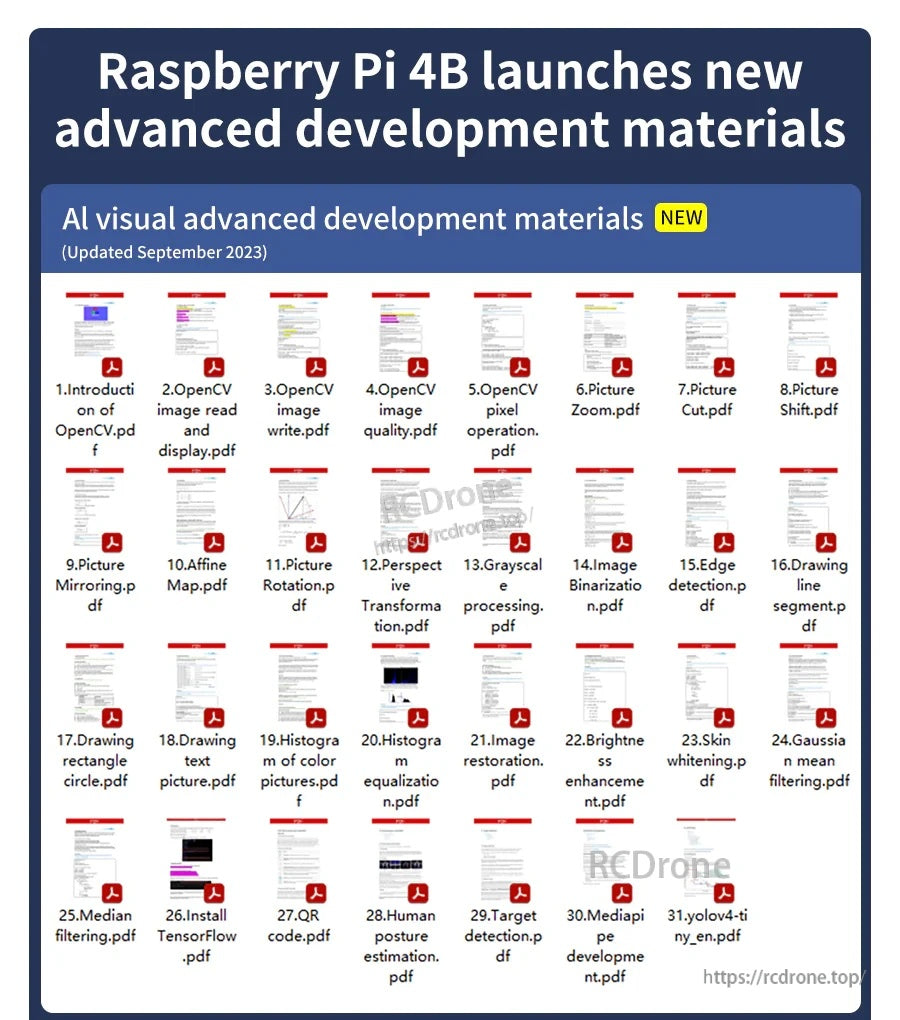 Raspberry Pi 4B AI visual advanced development materials list (PDF course files)