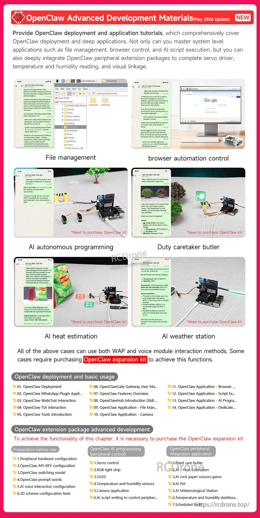 OpenClaw advanced development materials with examples like browser automation, vision tasks and sensors