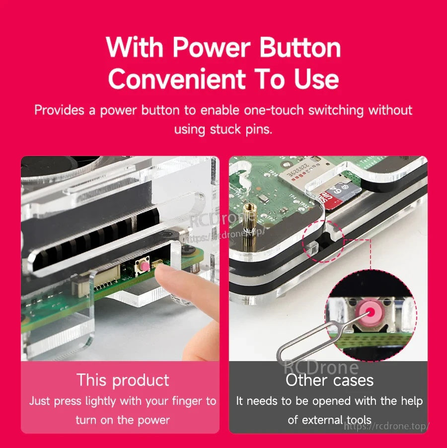 Power button feature comparison: integrated case button for one-touch switching versus other cases