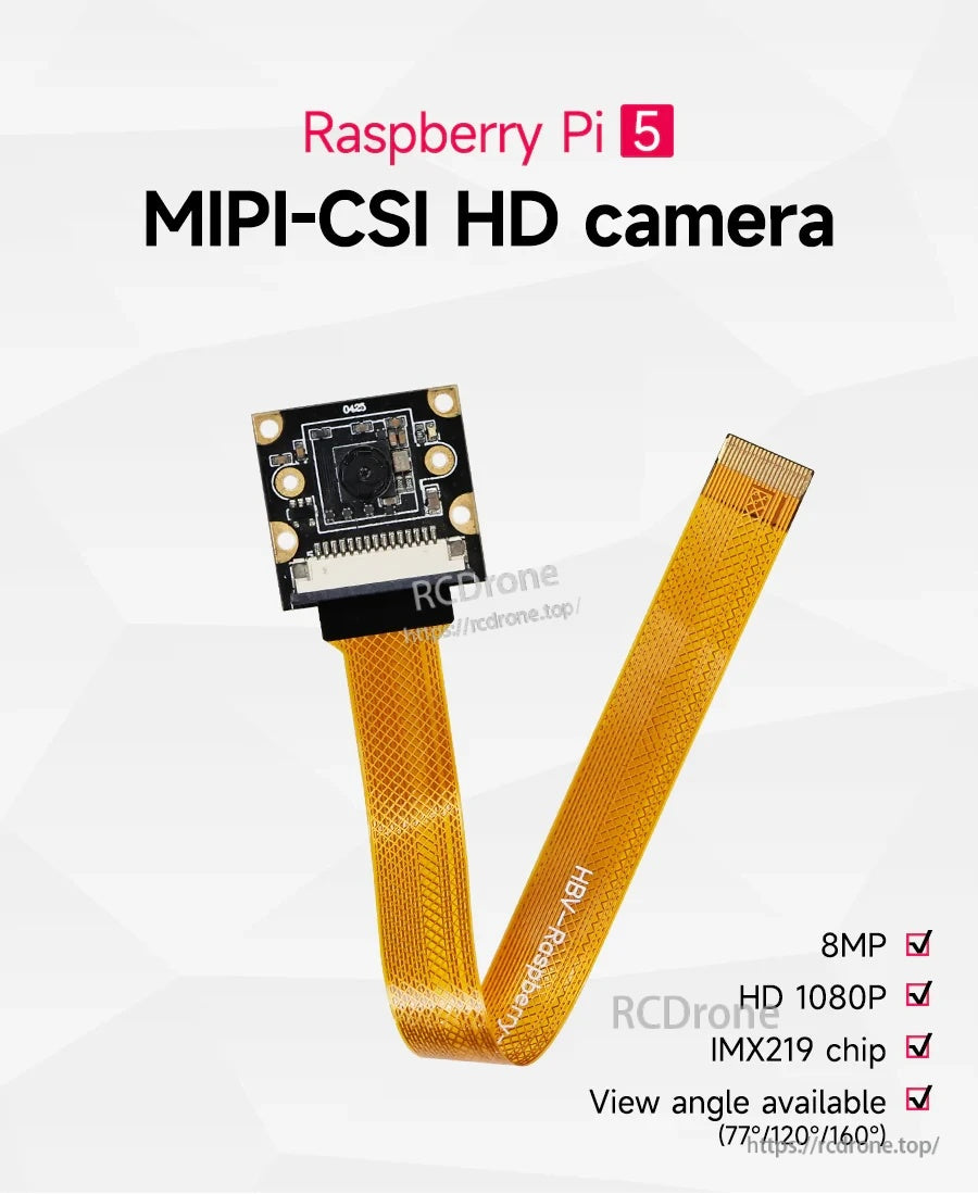 Raspberry Pi 5 IMX219 8MP MIPI-CSI HD camera module with 22-pin ribbon cable