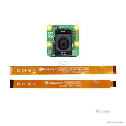 Camera module with two included FPC cables: Camera and Display Cable (standard-standard) and Camera Cable (standard-mini)