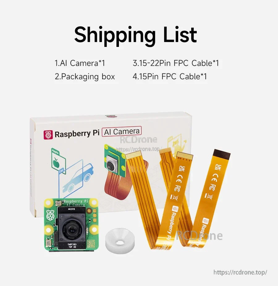 shipping list with module, packaging box, and two included FPC ribbon cables