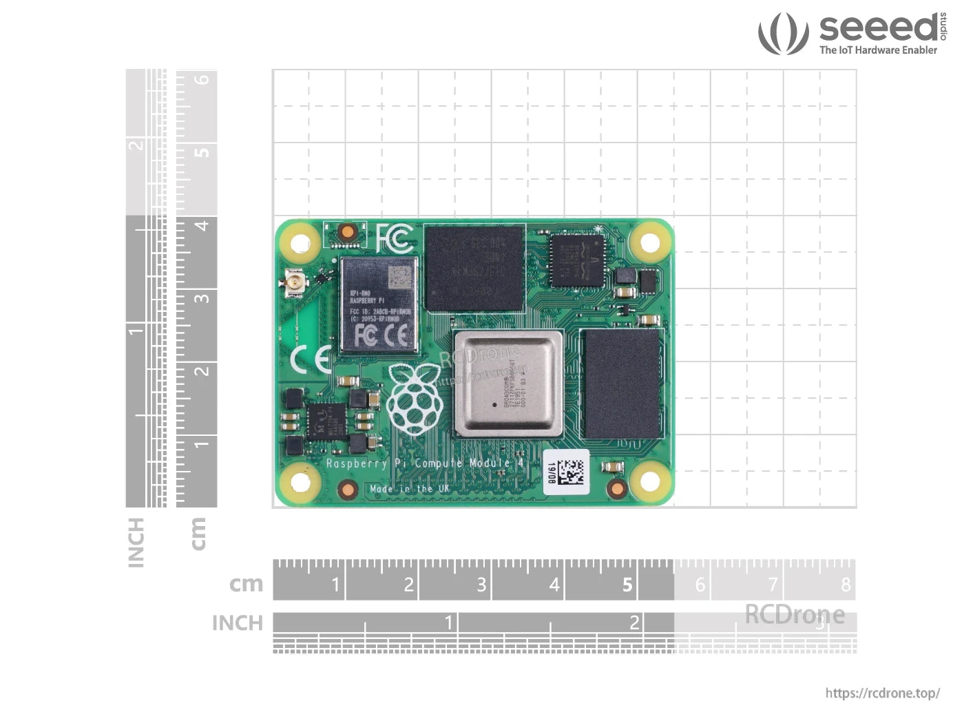 Raspberry Pi Compute Module 4 (CM4108032), 8GB LPDDR4, 32GB eMMC, Dual 4K Display, 2.4/5GHz Wi‑Fi & BT 5.0