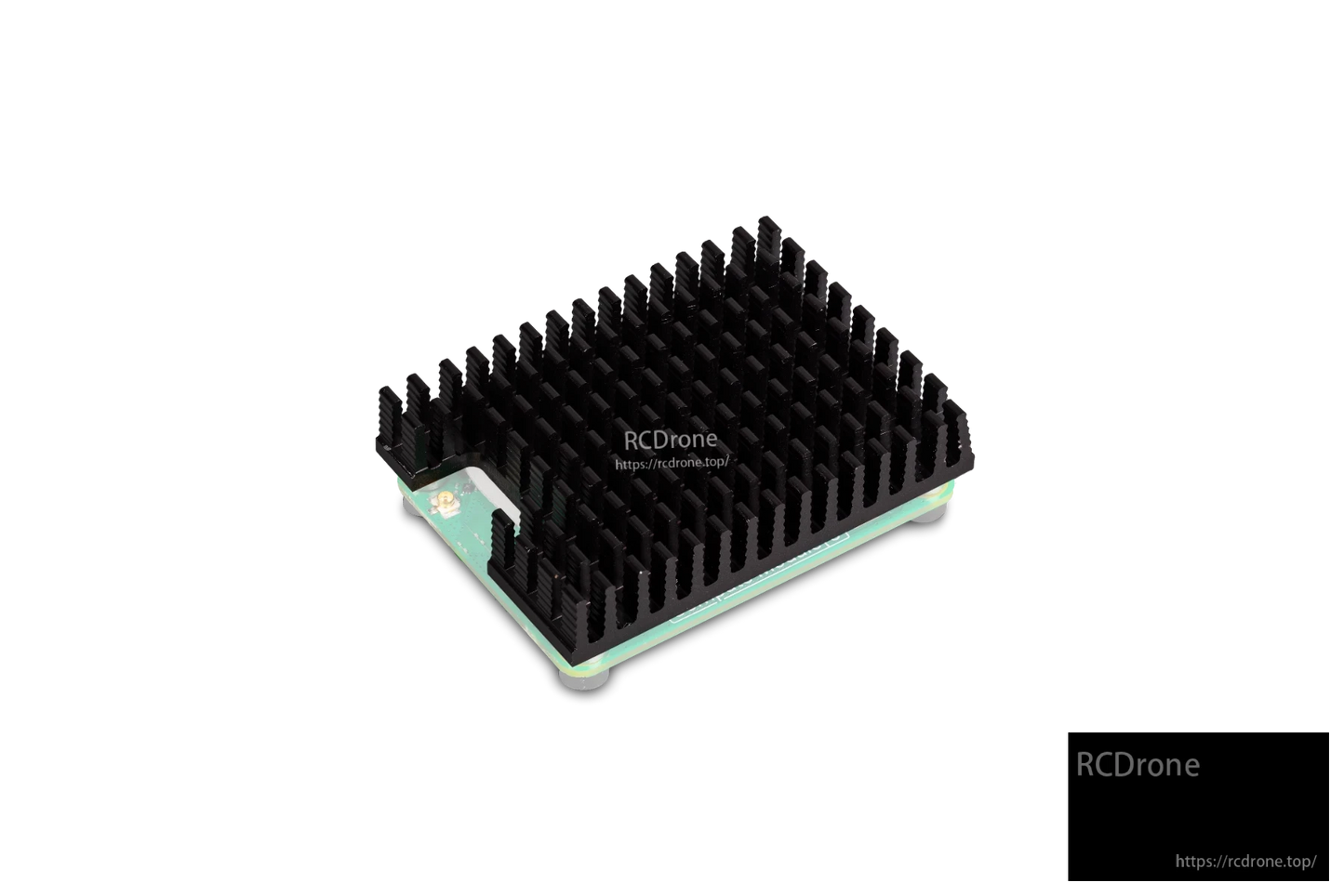 Aluminum heatsink for Raspberry Pi CM5, includes thermal silicone, measures 56×41×12.7 mm, provides passive cooling.