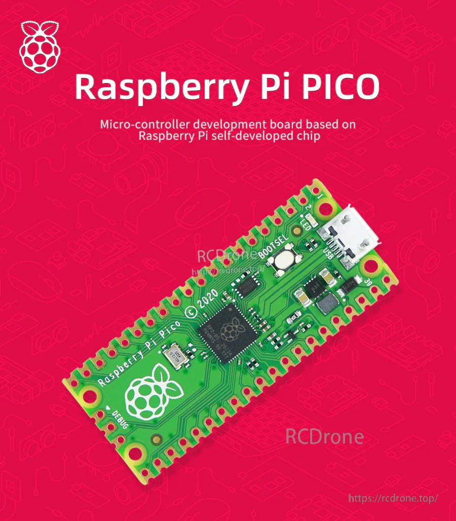 Raspberry Pi Pico 2 RP2350A development board starter kit with micro‑USB port and castellated edges