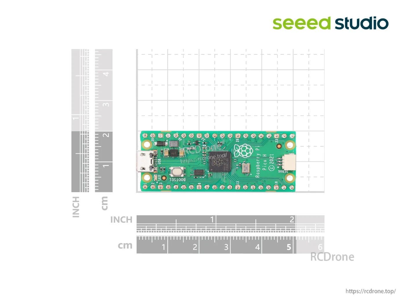 Raspberry Pi Pico H microcontroller board, RP2040, 26 GPIO, 2MB Flash, pre‑soldered headers, USB Type‑C