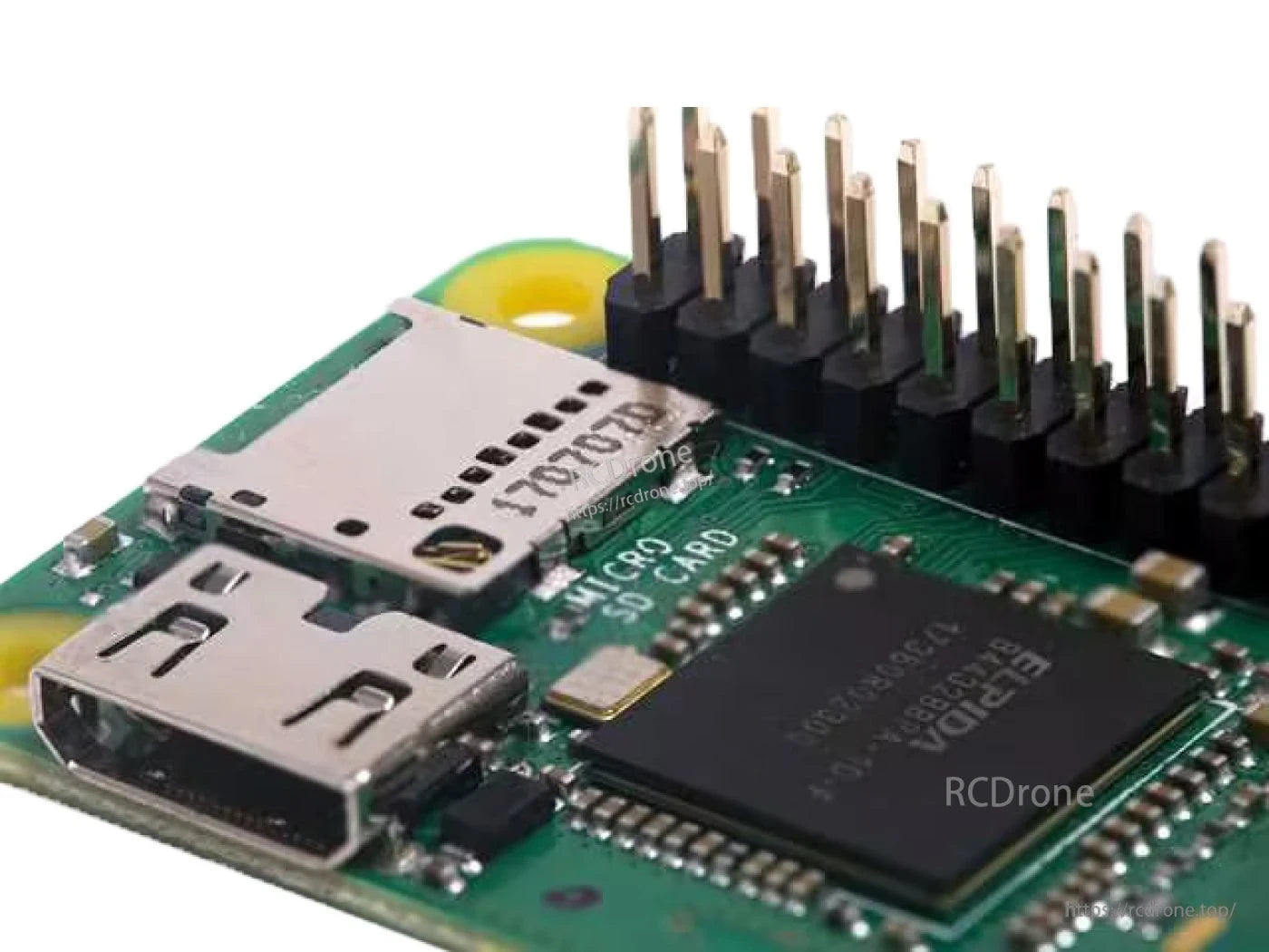 Raspberry Pi Zero WH features 40-pin headers, Wi-Fi, Bluetooth, micro SD slot, Mini HDMI, and OTG port for compact, connected projects.