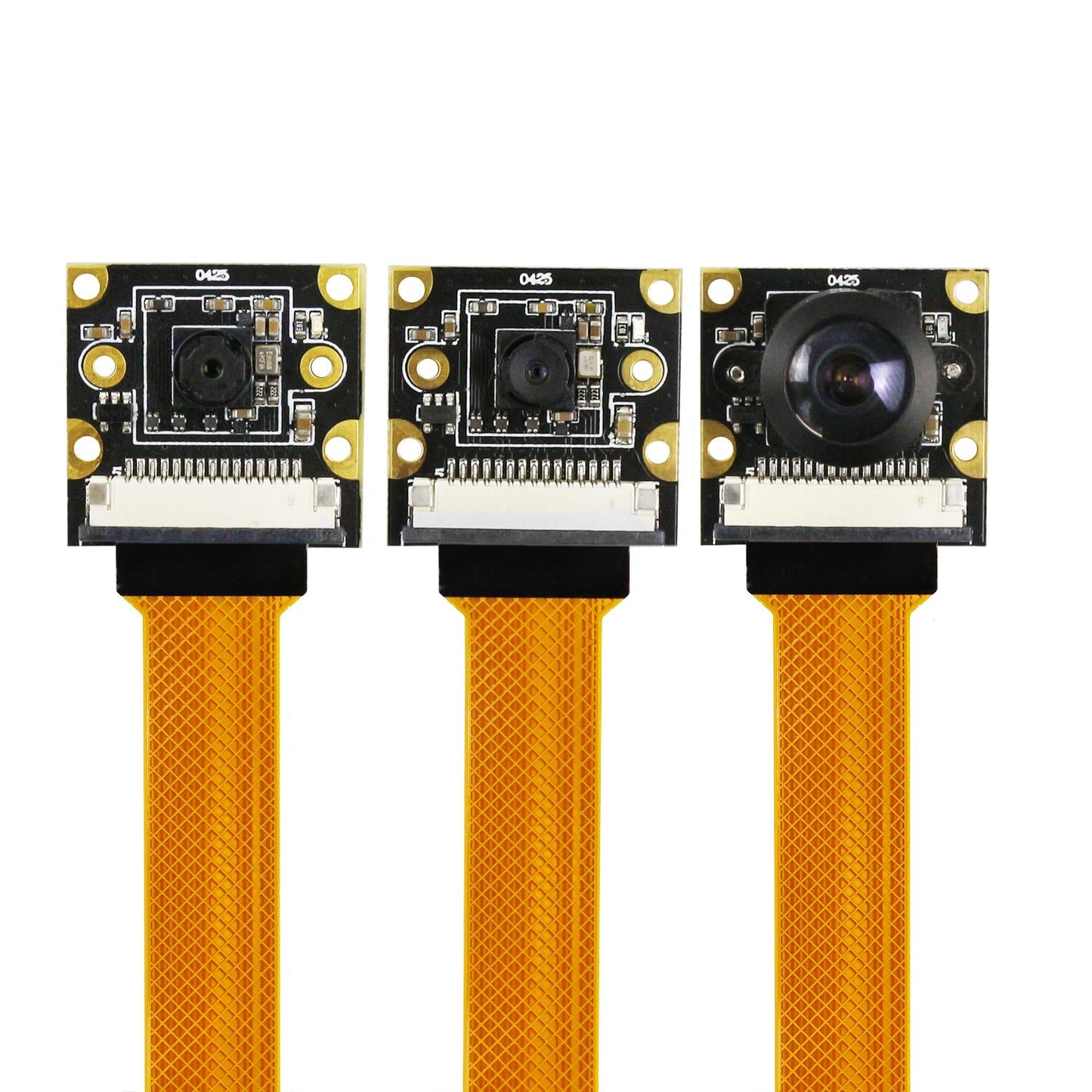 Raspberry Pi 5 IMX219 8MP MIPI-CSI HD camera modules shown with three different lens styles
