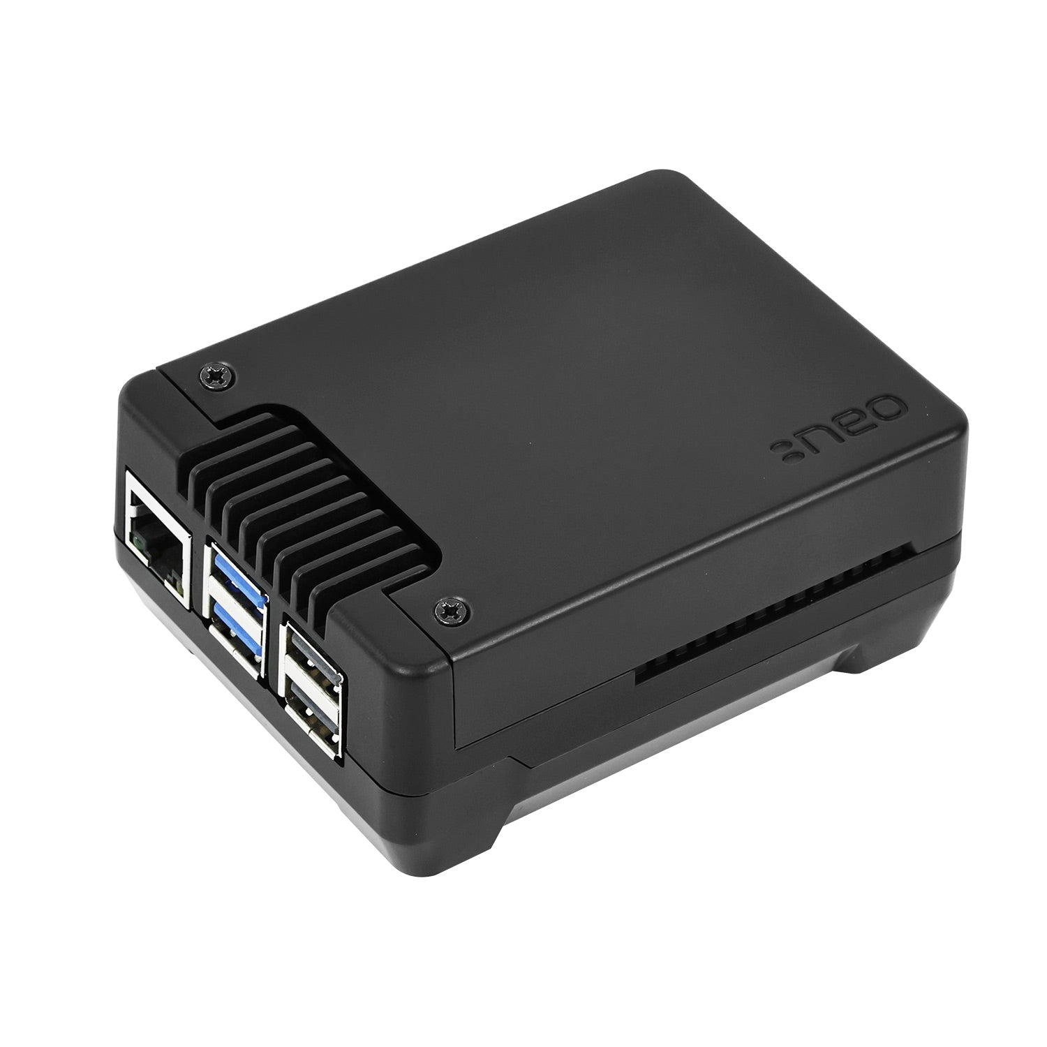 Argon NEO 5 Aluminum Alloy Case for Raspberry Pi 5, black enclosure with USB and Ethernet ports