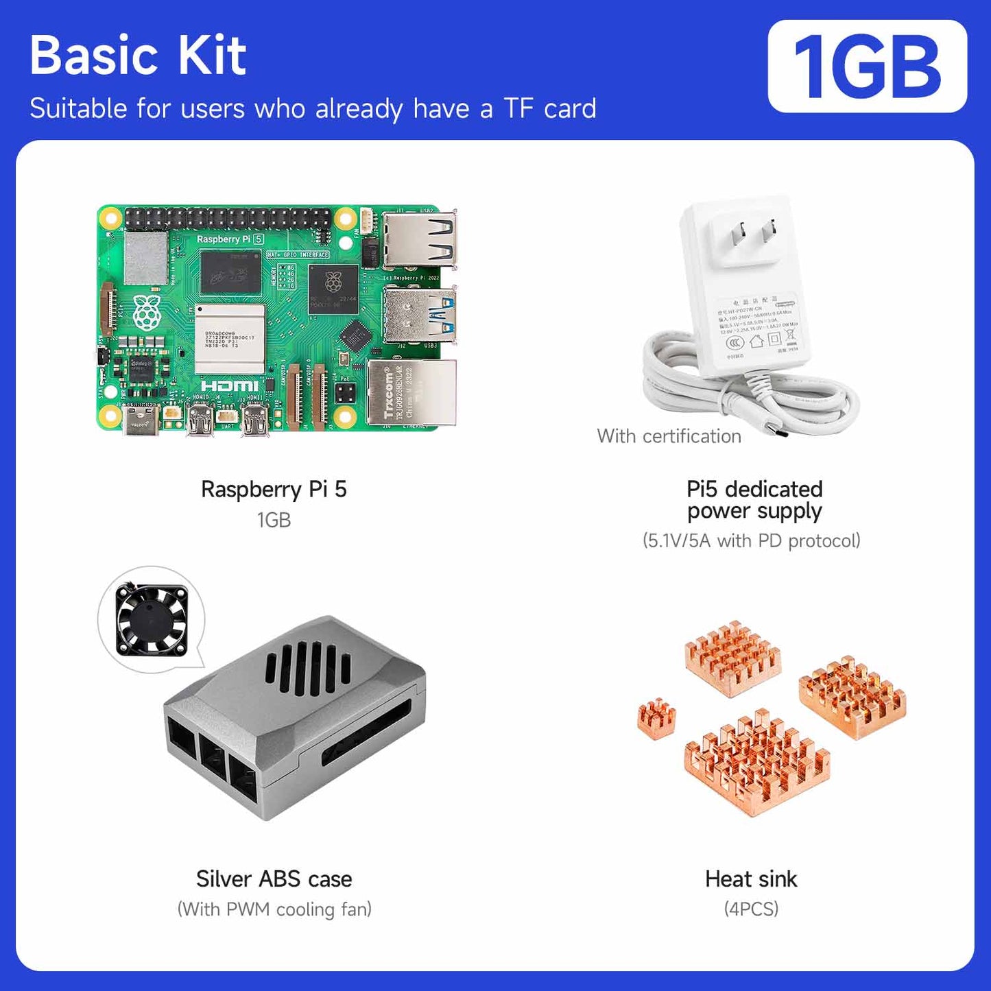 Yahboom Raspberry Pi 5 KI Großmodell-Platine und Starterkit (1GB/2GB/4GB/8GB/16GB)