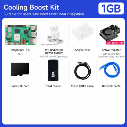 Yahboom Raspberry Pi 5 KI Großmodell-Platine und Starterkit (1GB/2GB/4GB/8GB/16GB)
